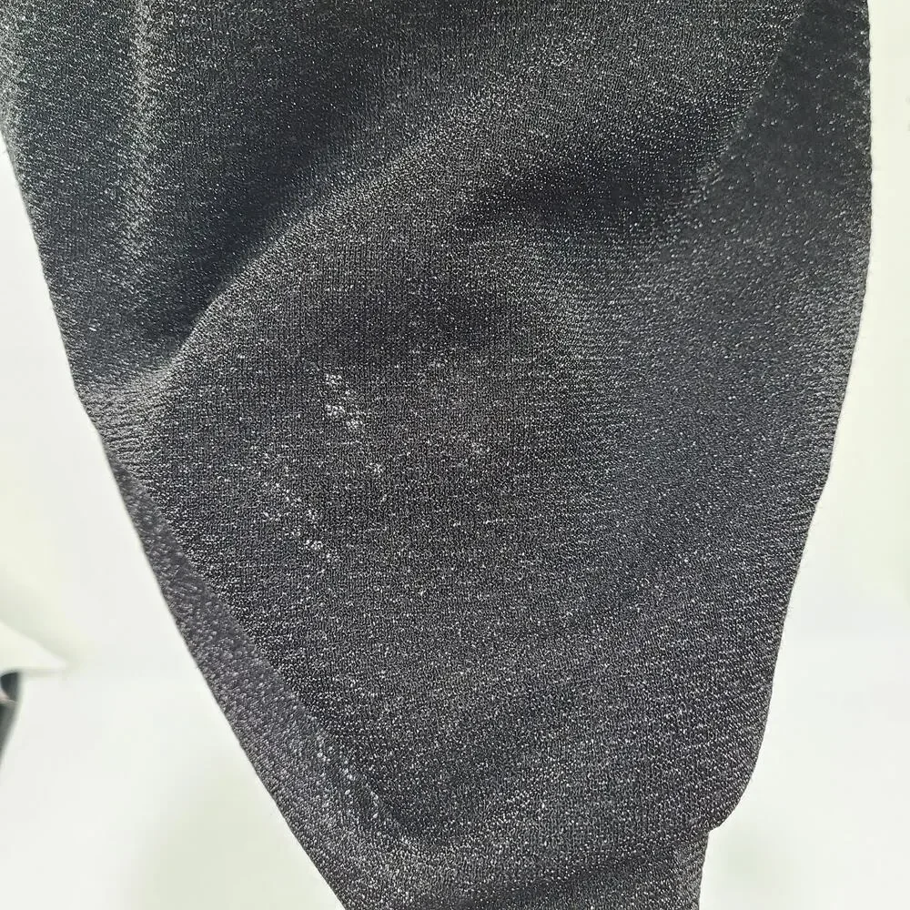 Tory Burch Black Isabelle Wool Knit Dress XS Sweater Semi Sheer Ruffle Neck‎